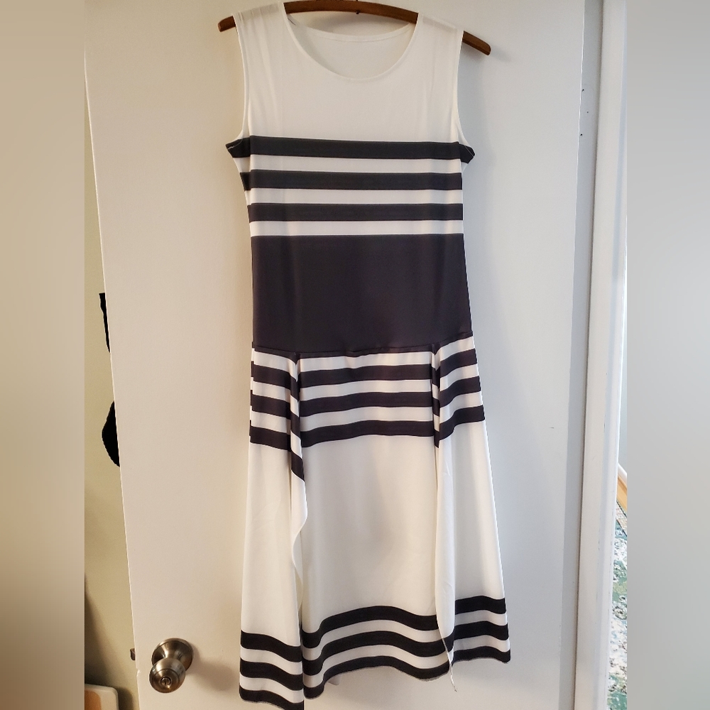 Black and white dress with dual side slits